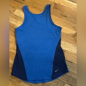 Nike Women's Yoga Dri-FIT Ribbed Training Royal Blue and Navy Tank Top